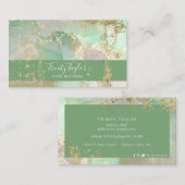 Munt Green Waterverf Marble Ink & Gold Foil Visitekaartje (Voorkant / Achterkant)