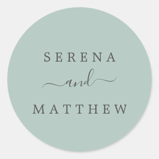 Munt Green Wedding Envelope Seals Ronde Sticker (Voorkant)