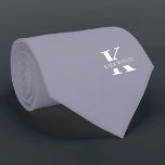 Munt Grijs Elegant Monogram   Naam | Tweezijdig Stropdas<br><div class="desc">Een elegante tweezijdige das met een opvallend wit monogram op een diepe Coin Grey achtergrond.  Bovenop dit monogram staat je voor- of achternaam uitgeschreven in hoofdletters.</div>