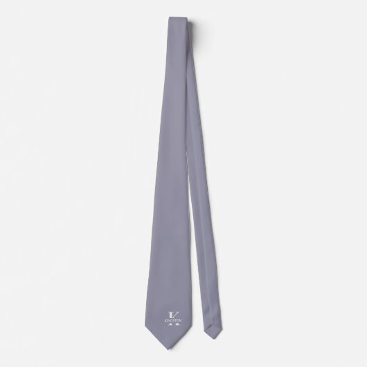 Munt Grijs Elegante Monogram + Naam Stropdas (Voorkant)