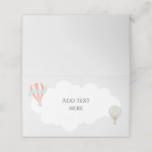 Munt, grijs en perzik heteluchtballon plaatskaartje (Buitenkant ongevouwen)