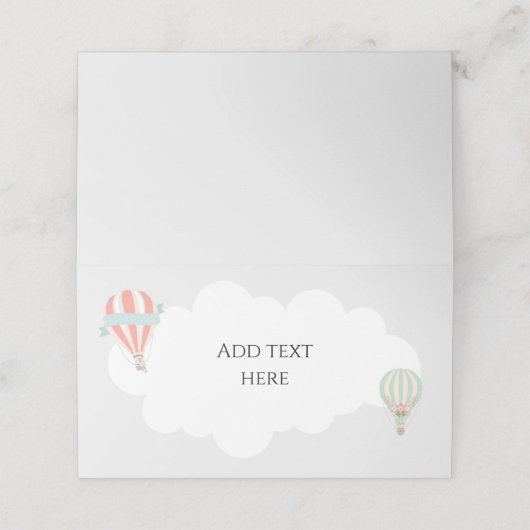 Munt, grijs en perzik heteluchtballon plaatskaartje (Buitenkant ongevouwen)