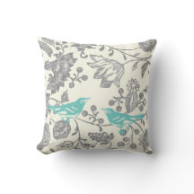Munt & Grijs Ivoor Vintage Bloemvogelpatroon