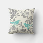 Munt & Grijs Ivory  Floral Bird Pattern Kussen (Achterkant)