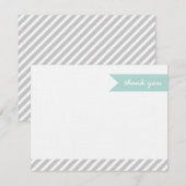 Munt & Grijze Moderne Vlag & Stripes Dank u Kaarte Bedankkaart (Voorkant / Achterkant)