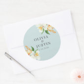 Munt groen bloemenlente bloemen bruiloft gunst ronde sticker (Envelop)