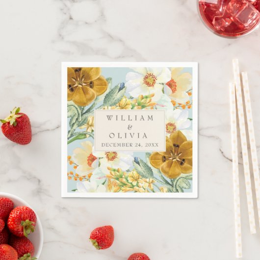 Munt groen bloementuin wildflower lente bruiloft servet (Insitu)