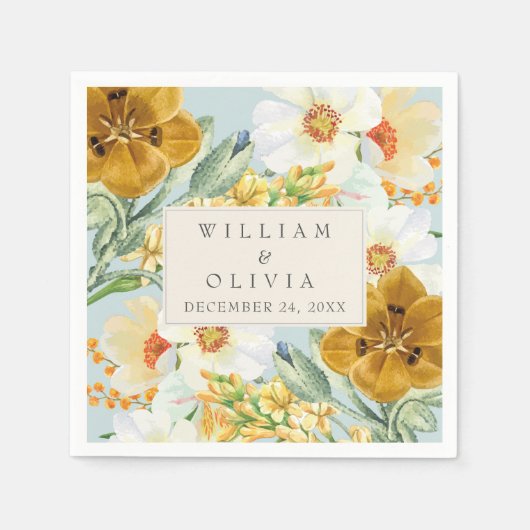 Munt groen bloementuin wildflower lente bruiloft servet (Voorkant)