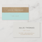 Munt groen en faux goudleder visitekaartje (Voorkant / Achterkant)