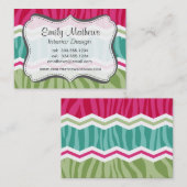 Munt, Groen en Magenta Roze Zebra Strepen Visitekaartje (Voorkant / Achterkant)