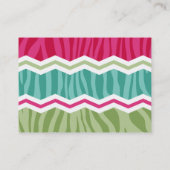 Munt, Groen en Magenta Roze Zebra Strepen Visitekaartje (Achterkant)