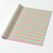 Munt Groen en Roze Stripes Cadeaupapier (Uitgerold)