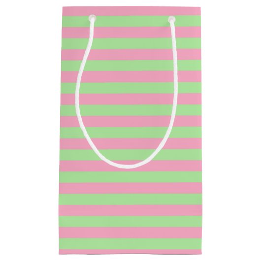 Munt Groen en Roze Stripes Klein Cadeauzakje (Voorkant)