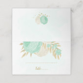 Munt groen en witte bloemen goudbotanische bruilof plaatskaartje (Buitenkant ongevouwen)