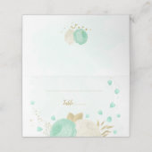 Munt groen en witte bloemen goudbotanische bruilof plaatskaartje (Buitenkant ongevouwen)