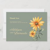 Munt groen geel zonnebloem bloemen Dank u Kaart (Voorkant)