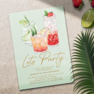 Munt groen + goud   Zomer Cocktail Party Verjaarda Kaart