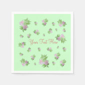 munt groen met  roze bloemen servet (Voorkant)