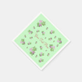 munt groen met  roze bloemen servet (Hoek)