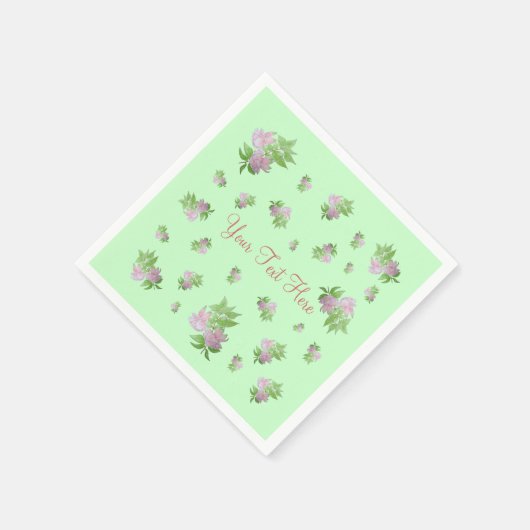 munt groen met  roze bloemen servet (Hoek)