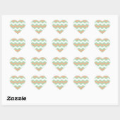 Munt Groen Perzik Zigzags Hart Sticker (Vel)