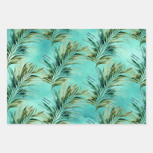 Munt groen tropisch blad inpakpapier vel (Voorkant 3)