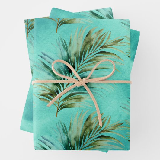 Munt groen tropisch blad inpakpapier vel (In situ)