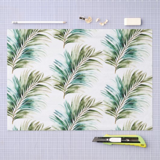 Munt groen tropisch blad tissuepapier (Craft)