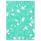 Munt groen, witte bloemwervelingen; bloemen klembord (Achterkant)