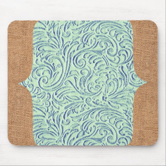 Munt Groenachtig blauwe Vintage Scrollwork + Het Muismat