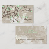 munt groene bloemen bloemengrunge taupe visitekaartje (Voorkant / Achterkant)