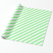 Munt Groene Diagonale Stripe Cadeaupapier (Uitgerold)