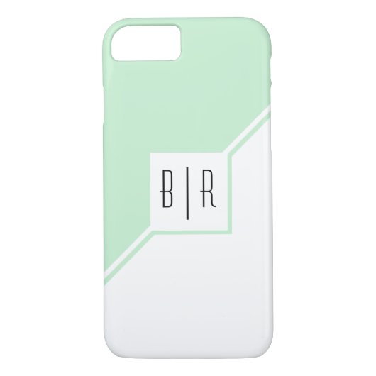 Munt groene driehoeken, monogram modern geometrisc Case-Mate iPhone case (Achterkant)