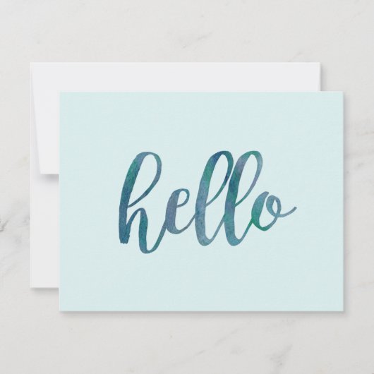 Munt Groene en Blauwgroen Waterverf Hallo Notitiekaartje (Voorkant)