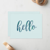 Munt Groene en Blauwgroen Waterverf Hallo Notitiekaartje (Voorkant / Achterkant in situ)