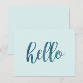 Munt Groene en Blauwgroen Waterverf Hallo Notitiekaartje (Voorkant / Achterkant)