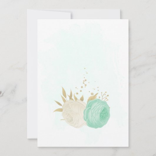 Munt groene en witte bloemen gouden zitkaart kaart (Achterkant)