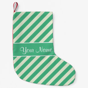 Munt Groene en Witte Diagonale Stripes Kleine Kerstsok