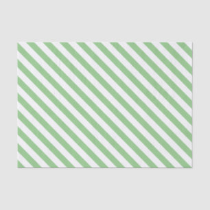 Munt Groene en Witte Diagonale Stripes Tissuepapier