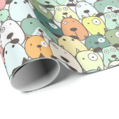 Munt & Groene Gestapelde Honden Cadeaupapier (Rol Hoek)