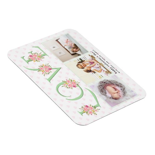 Munt groene LOVE, roze rozenrozenValentijnsdag Magneet (Rechterzijde)