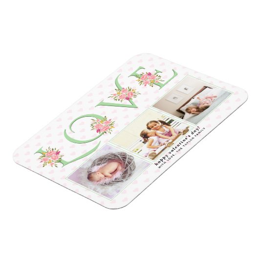 Munt groene LOVE, roze rozenrozenValentijnsdag Magneet (Linkerzijde)