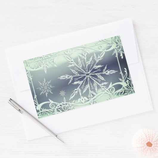 Munt groene sneeuwvlok sticker (Envelop)