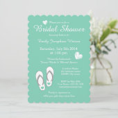 Munt groene strandthema bridale doucheuitnodiginge kaart (Staand voorkant)