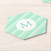 Munt Groene Stripes Gepersonaliseerde Moderne Mono Kartonnen Onderzetters (Schuin)