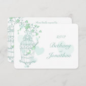 Munt groene vogels open kooibruiloft RSVP (Voorkant / Achterkant)
