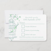 Munt groene vogels open kooibruiloft RSVP (Achterkant)