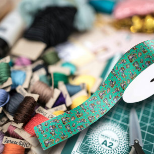  munt groene Waterverf paashaas patroon Satijnen Lint