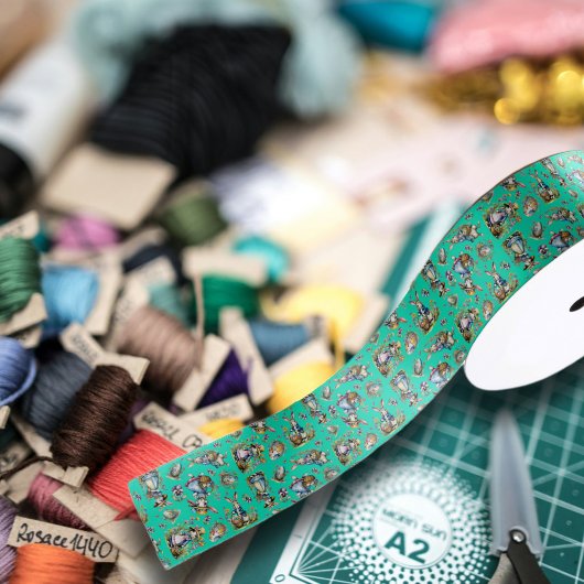 munt groene Waterverf paashaas patroon Satijnen Lint