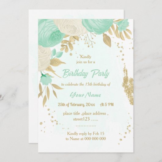 munt groene witte bloemen goudbloem bloemenverjaar kaart (Voorkant / Achterkant)